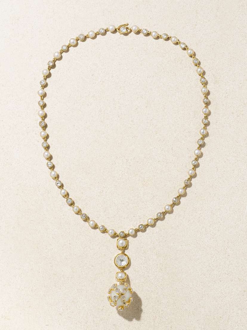 Amrapali London Rajasthan 18-karat Gold, Pearl And Diamond Necklace