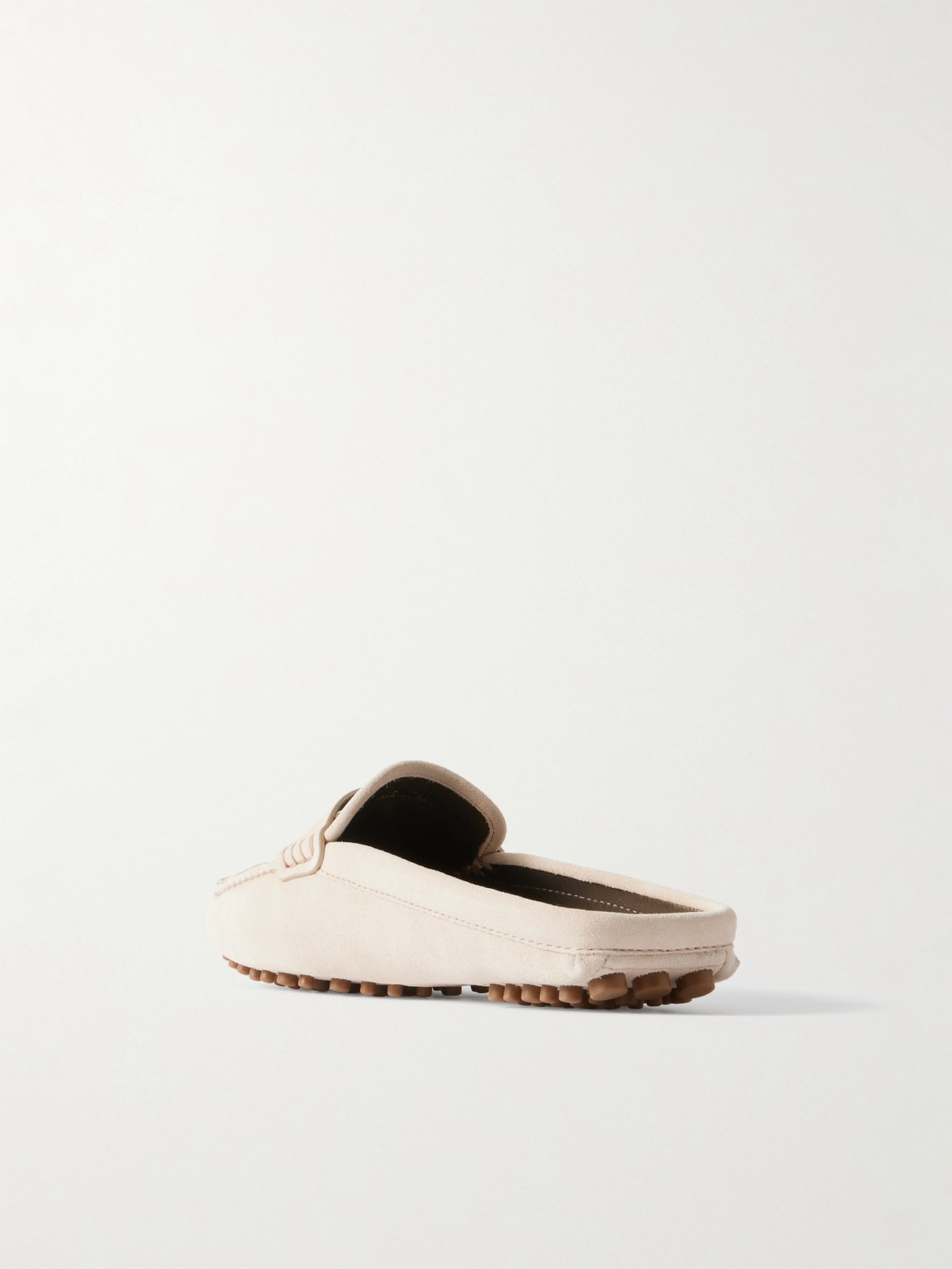 Brunello Cucinelli Bead-embellished Suede Slippers In Neutrals