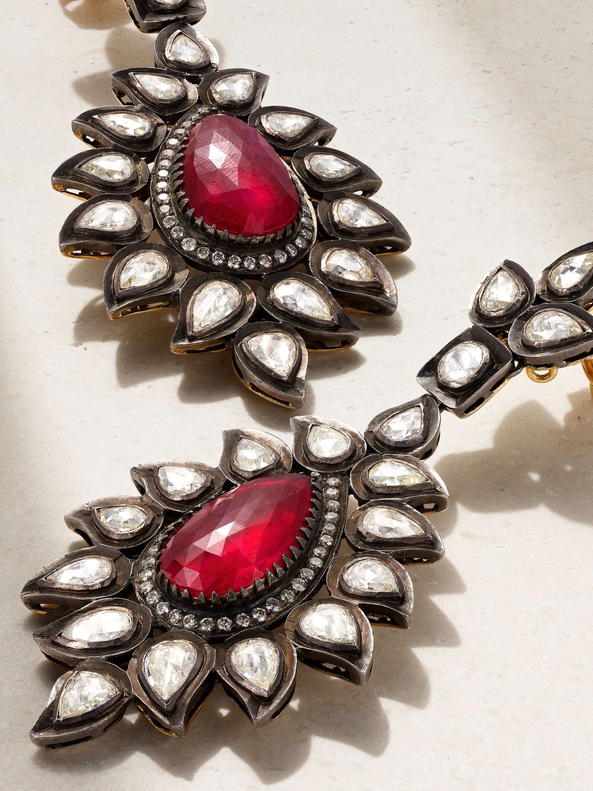 AMRAPALI LONDON 18-karat gold, ruby and diamond earrings