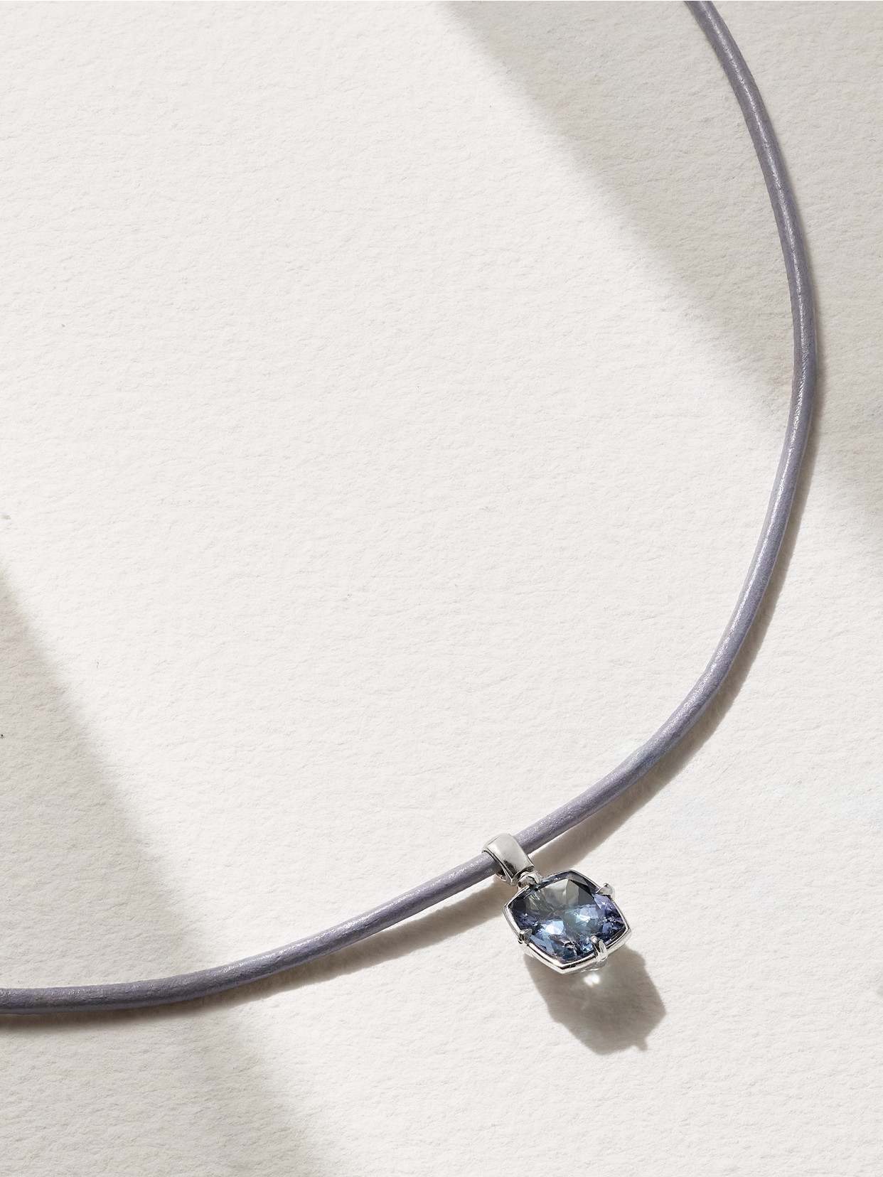 Gemella 18-karat White Gold, Leather And Tanzanite Necklace In Blue