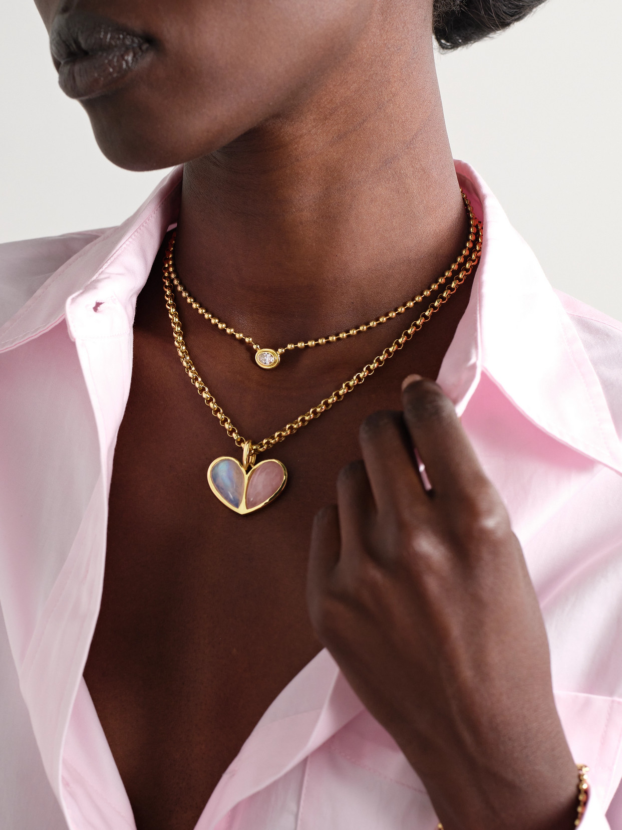 Gemella Double Bubble Bezel 18-karat Gold Diamond Necklace In Gold