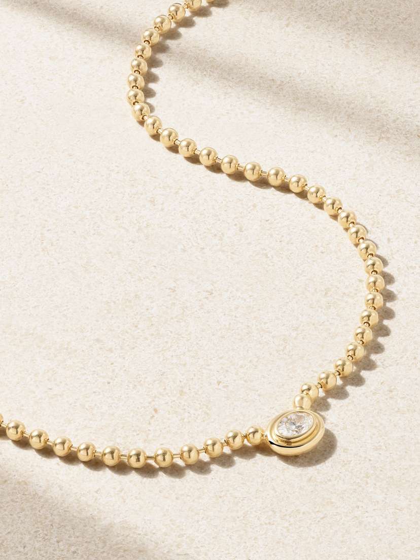 Gemella Double Bubble Bezel 18-karat Gold Diamond Necklace