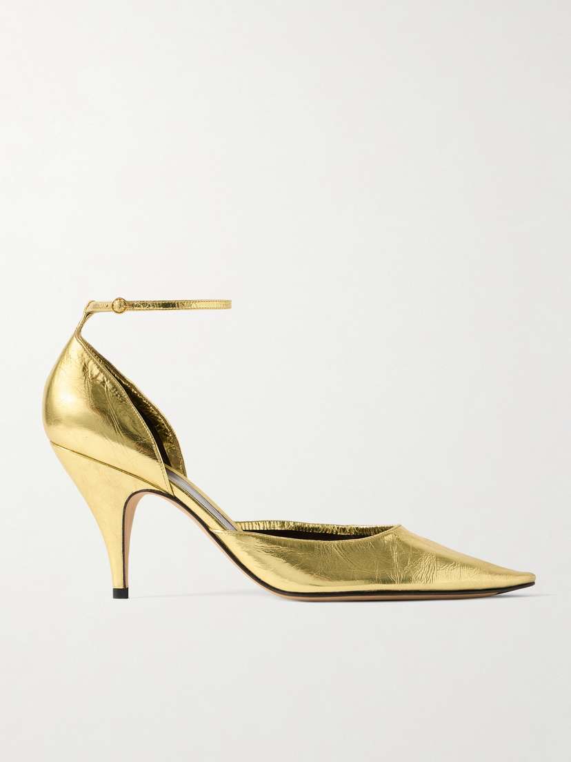 The Row Liisa D'orsay Metallic Crinkled-leather Pumps