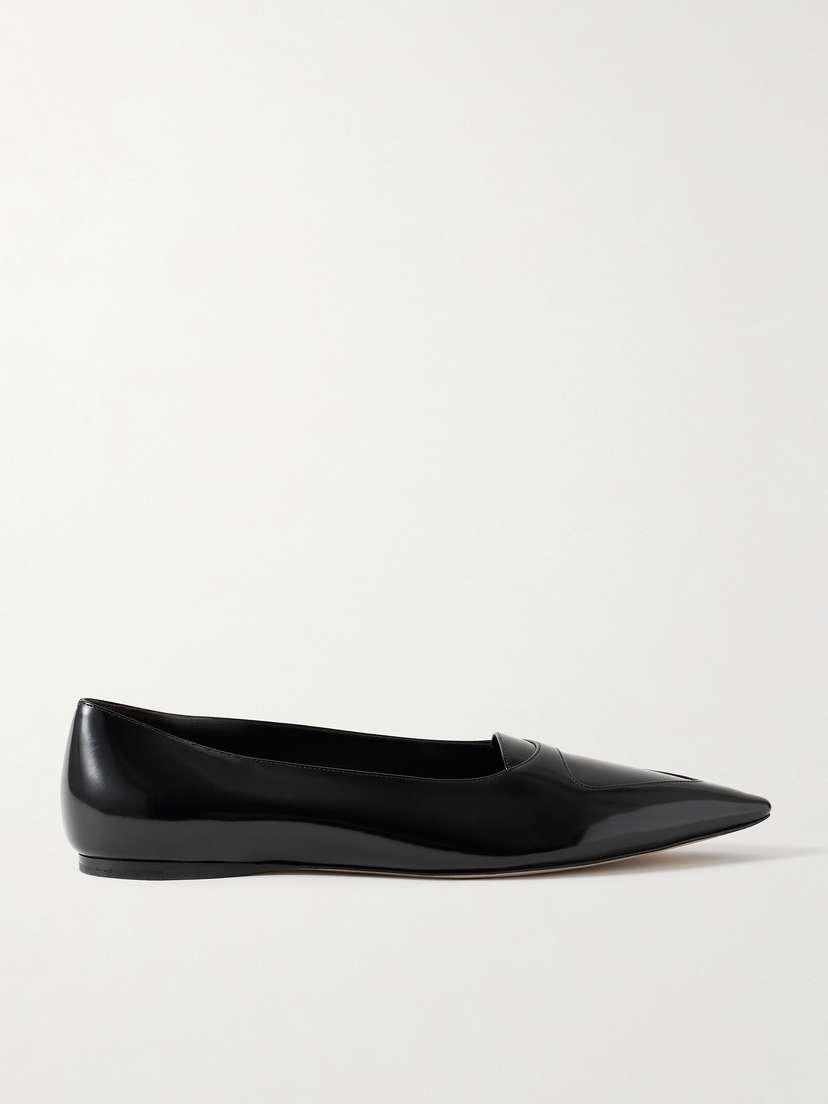 The Row Viv Glossed-leather Ballet Flats