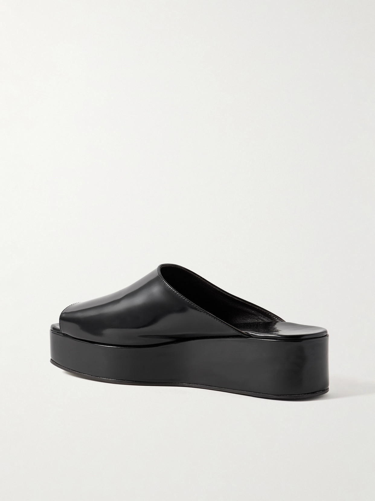The Row Emi Glossed-leather Platform Slides