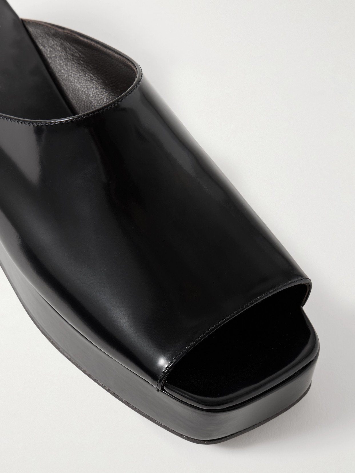 The Row Emi Glossed-leather Platform Slides