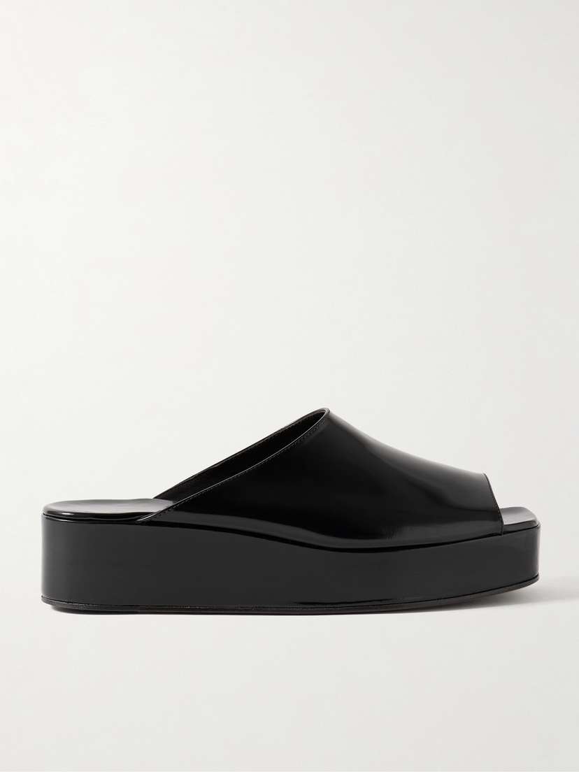 The Row Emi Glossed-leather Platform Slides