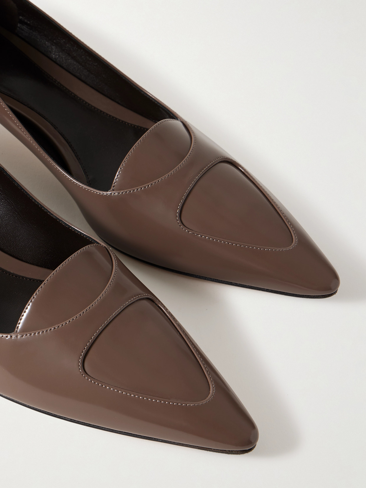 The Row Viv Leather Loafer Pumps In Brown