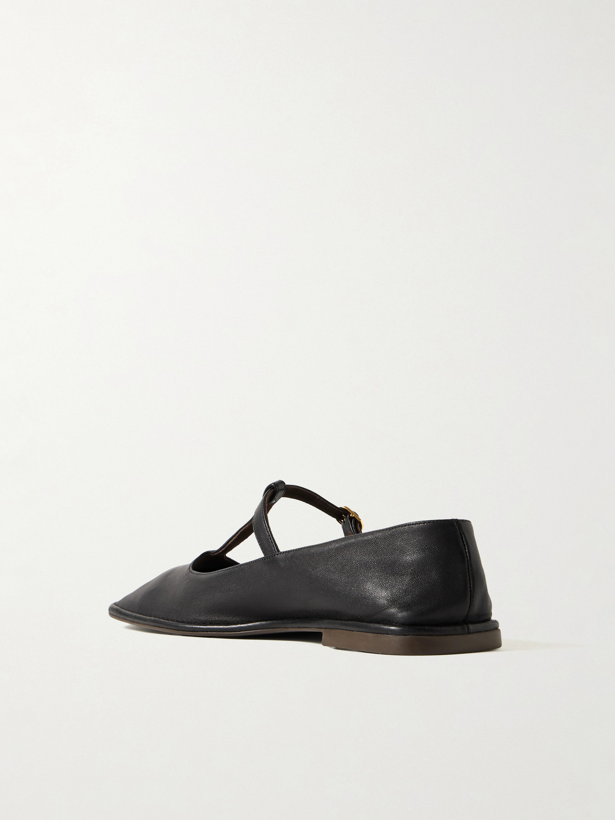 The Row Leather Mary Jane Ballet Flats In Black