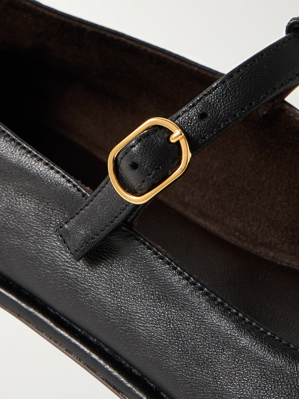 The Row Leather Mary Jane Ballet Flats In Black