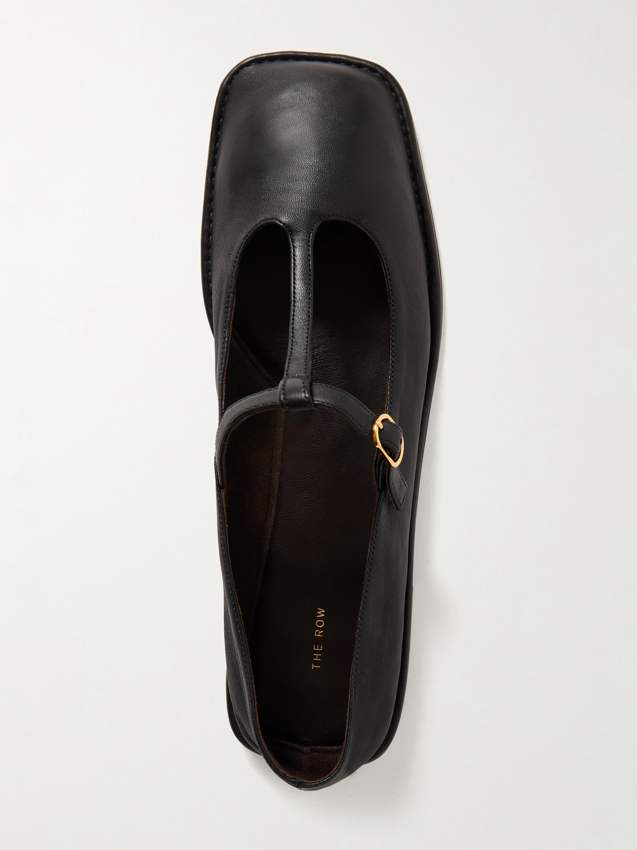 The Row Leather Mary Jane Ballet Flats In Black