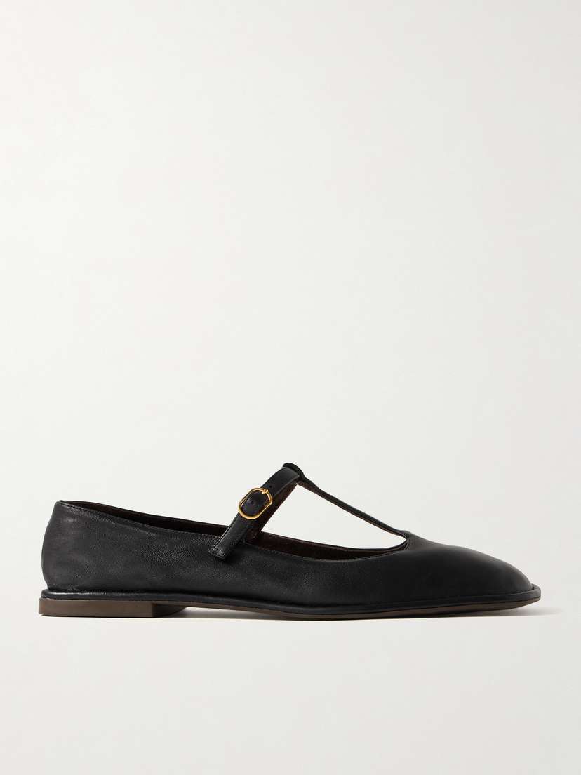 The Row Leather Mary Jane Ballet Flats