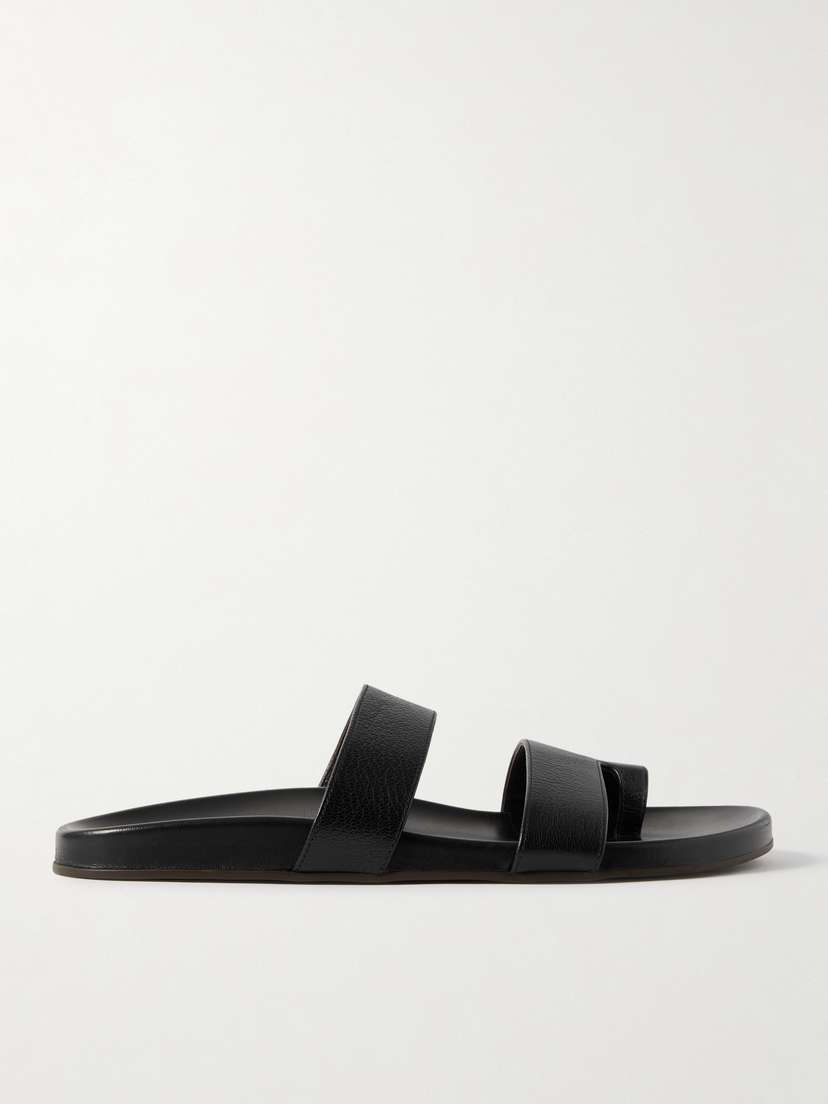 The Row Hugh Textured-leather Slides