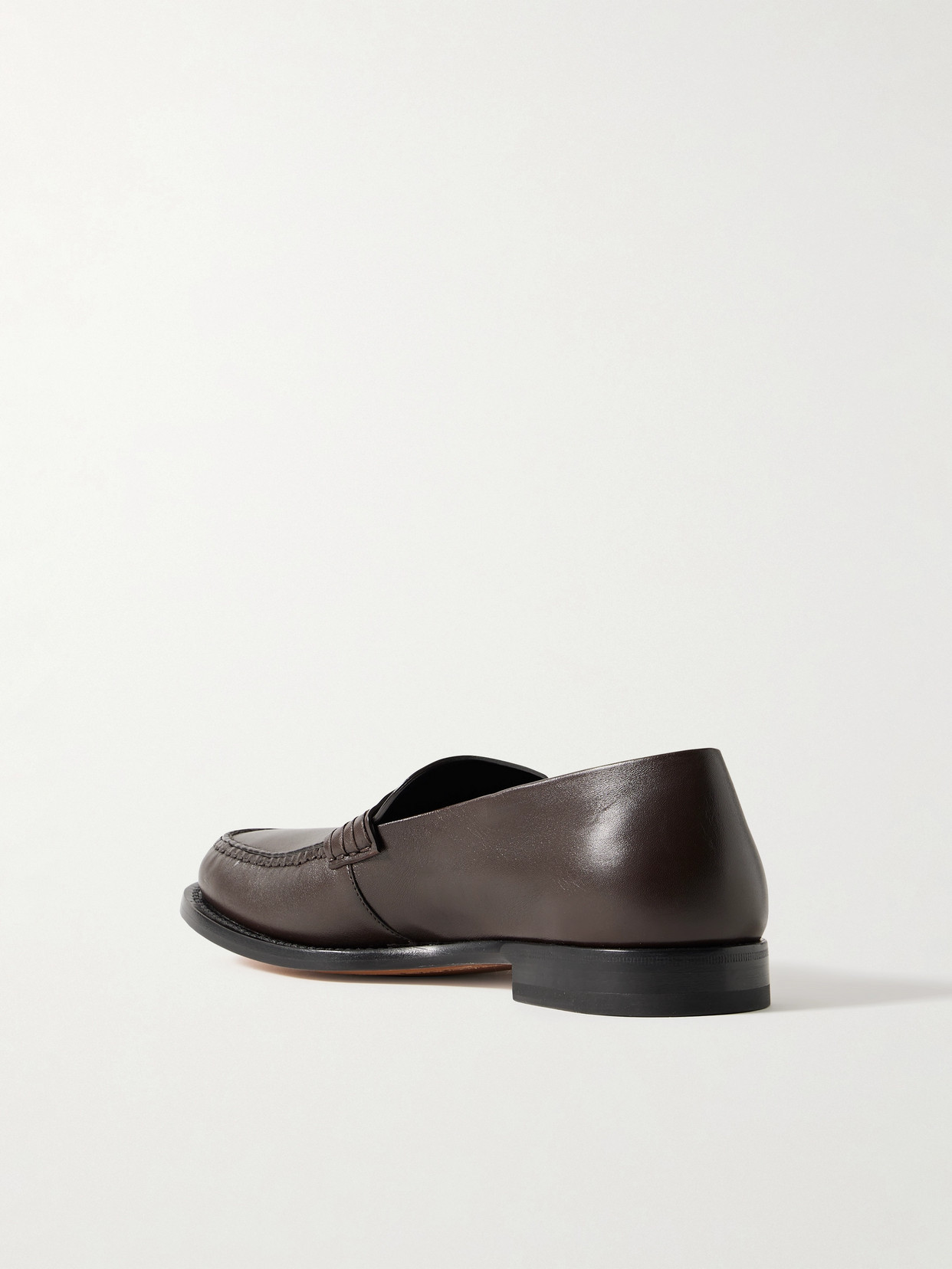 The Row Leather Loafers Stitched Detailing In Brown