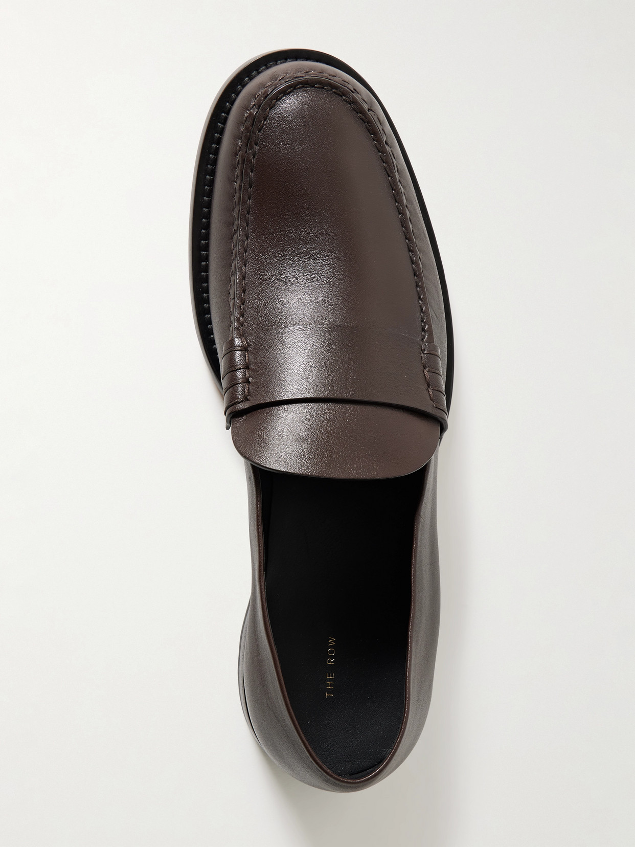 The Row Leather Loafers Stitched Detailing In Brown