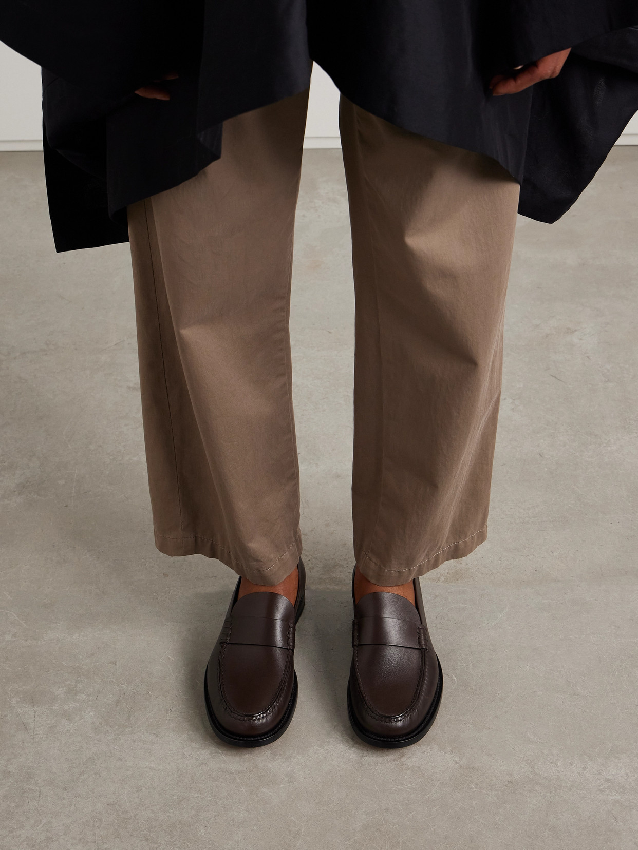 The Row Leather Loafers Stitched Detailing In Brown