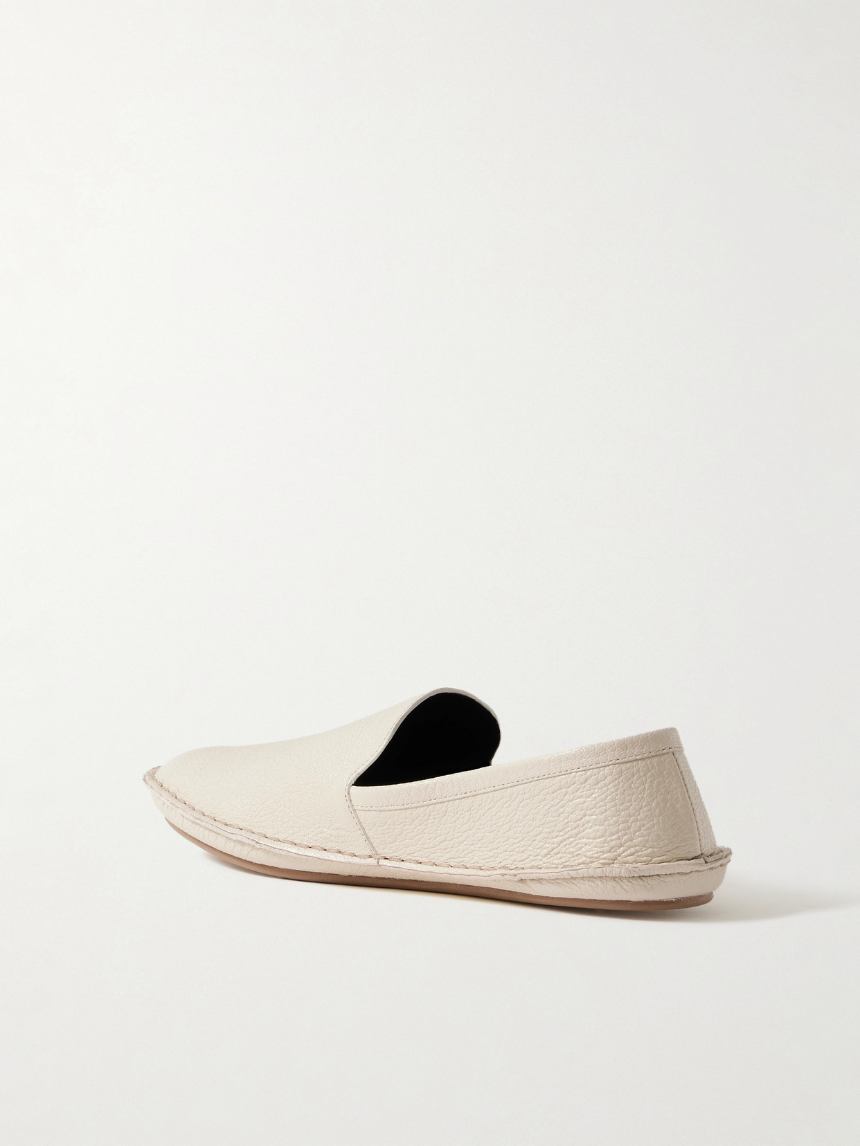 The Row Vasko Textured-leather Loafers In Ivory