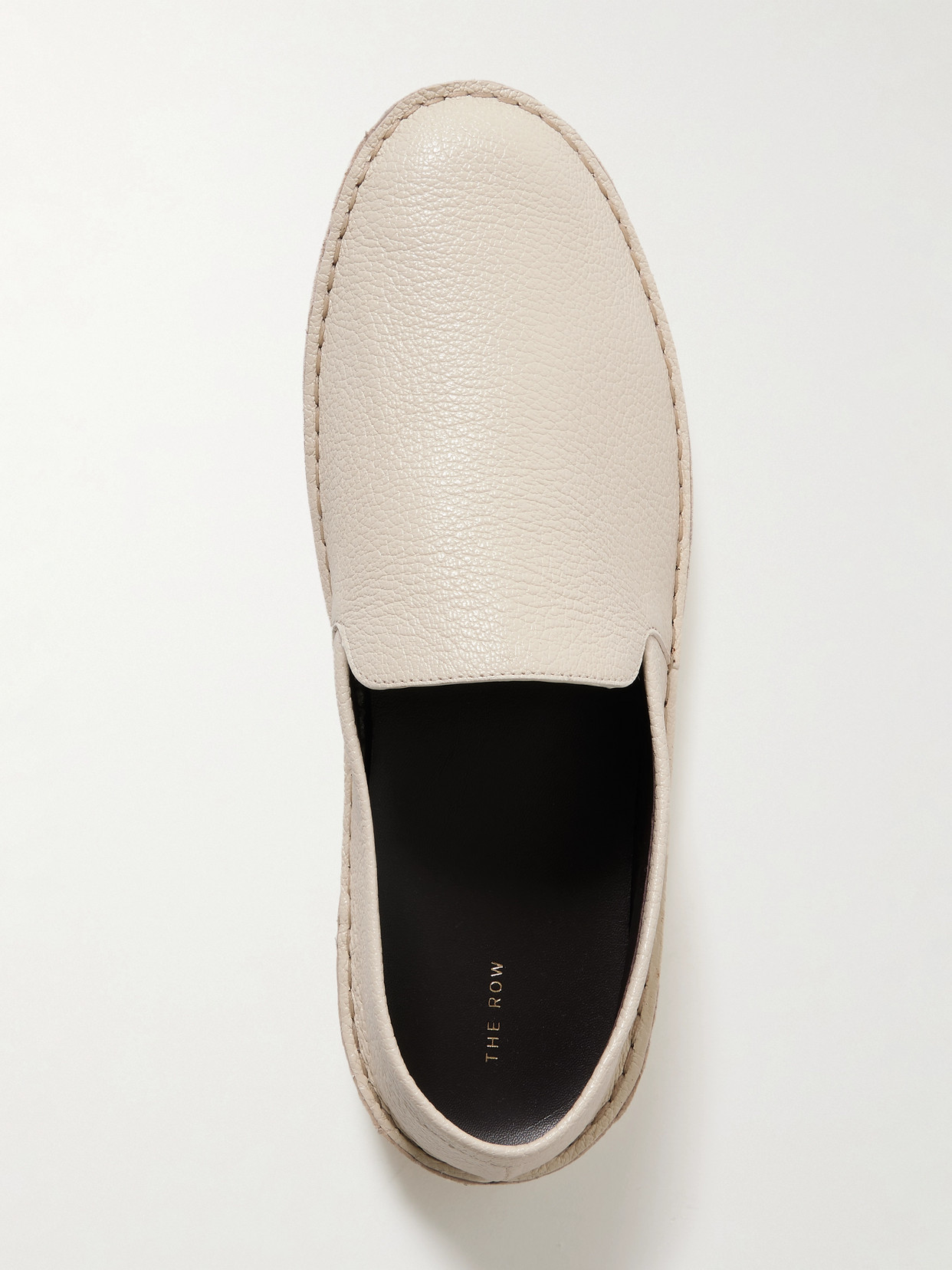 The Row Vasko Textured-leather Loafers In Ivory