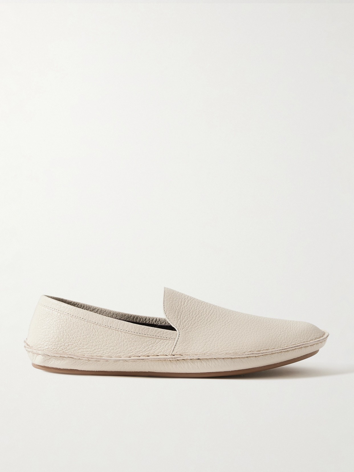 The Row Vasko Textured-leather Loafers In Ivory