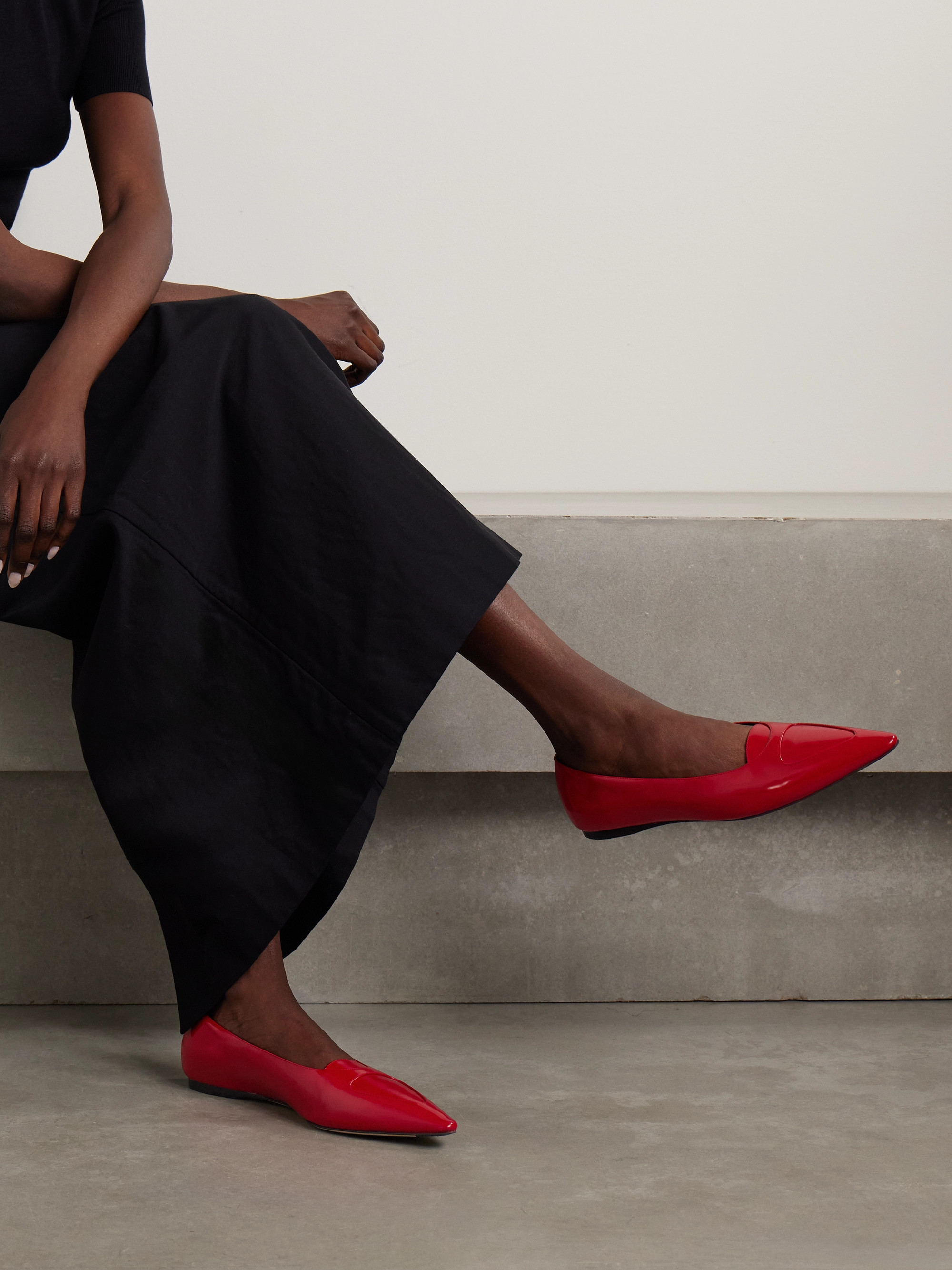 The Row Viv glossed-leather ballet flats thumbnail
