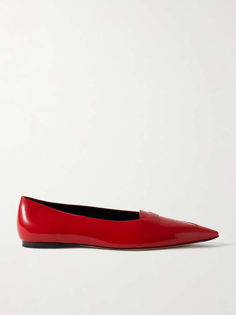 The Row Viv Glossed-leather Ballet Flats