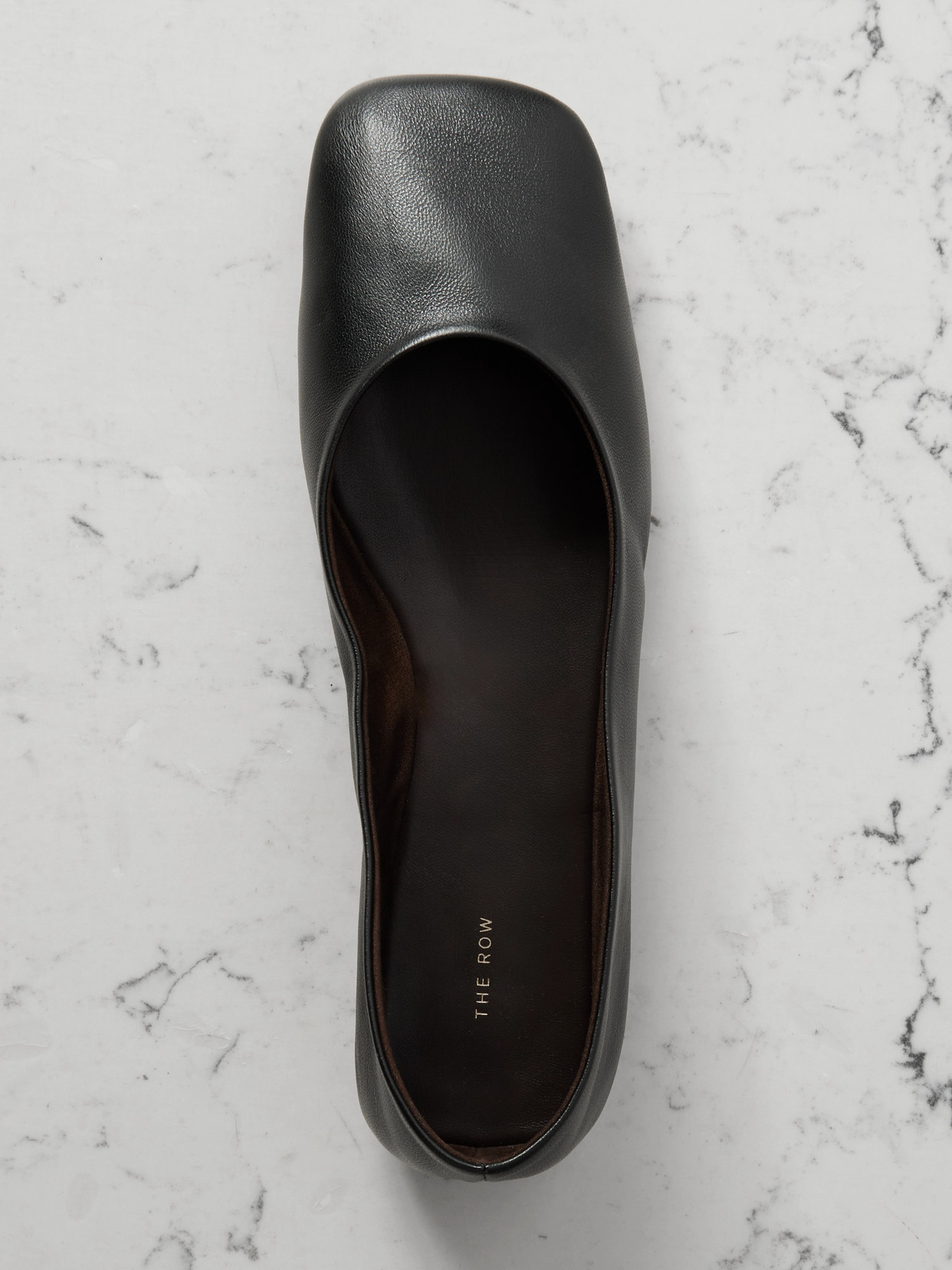 The Row Leather Ballet Flats In Black