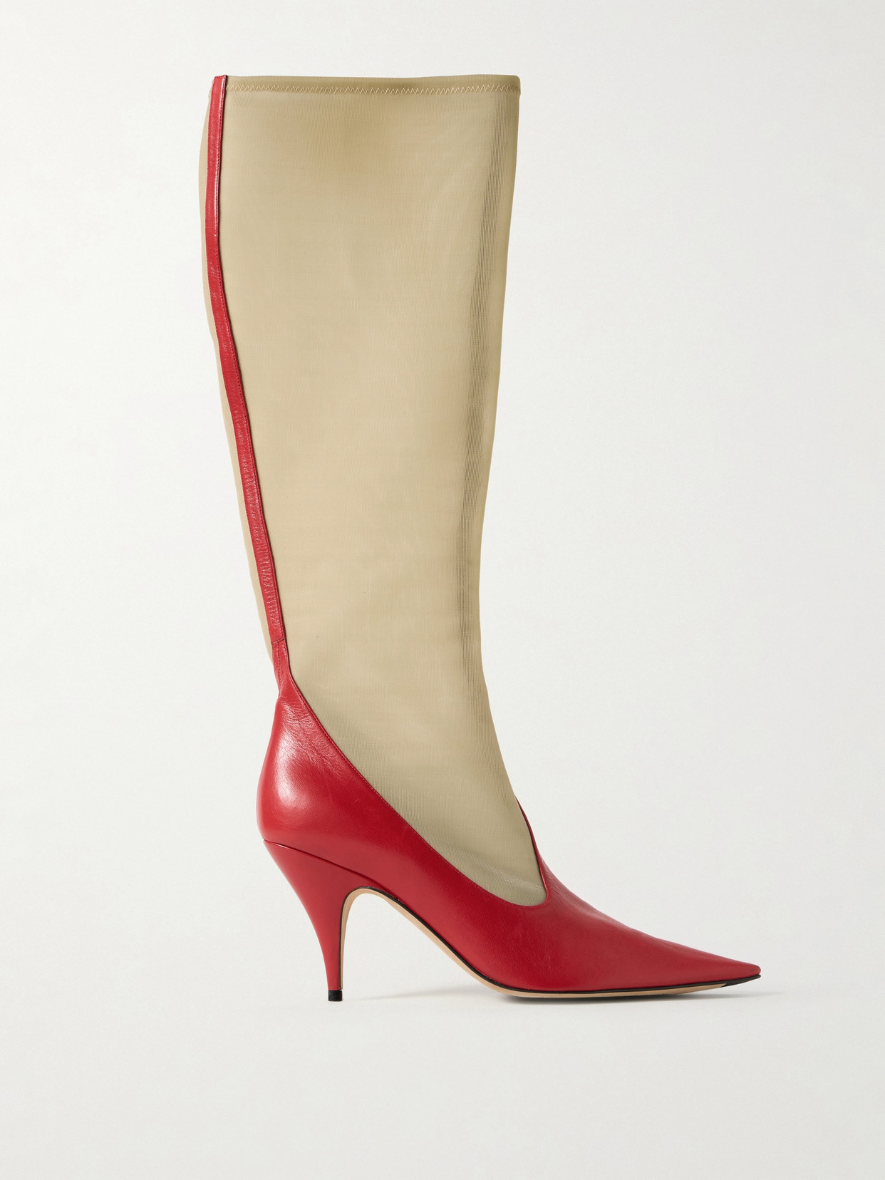 The Row Mesh And Leather Knee-high Boots In Red