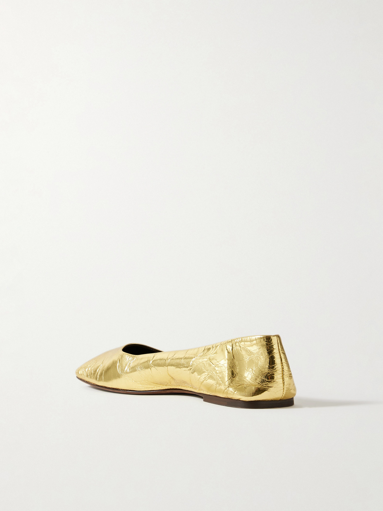 THE ROW METALLIC LEATHER BALLET FLATS