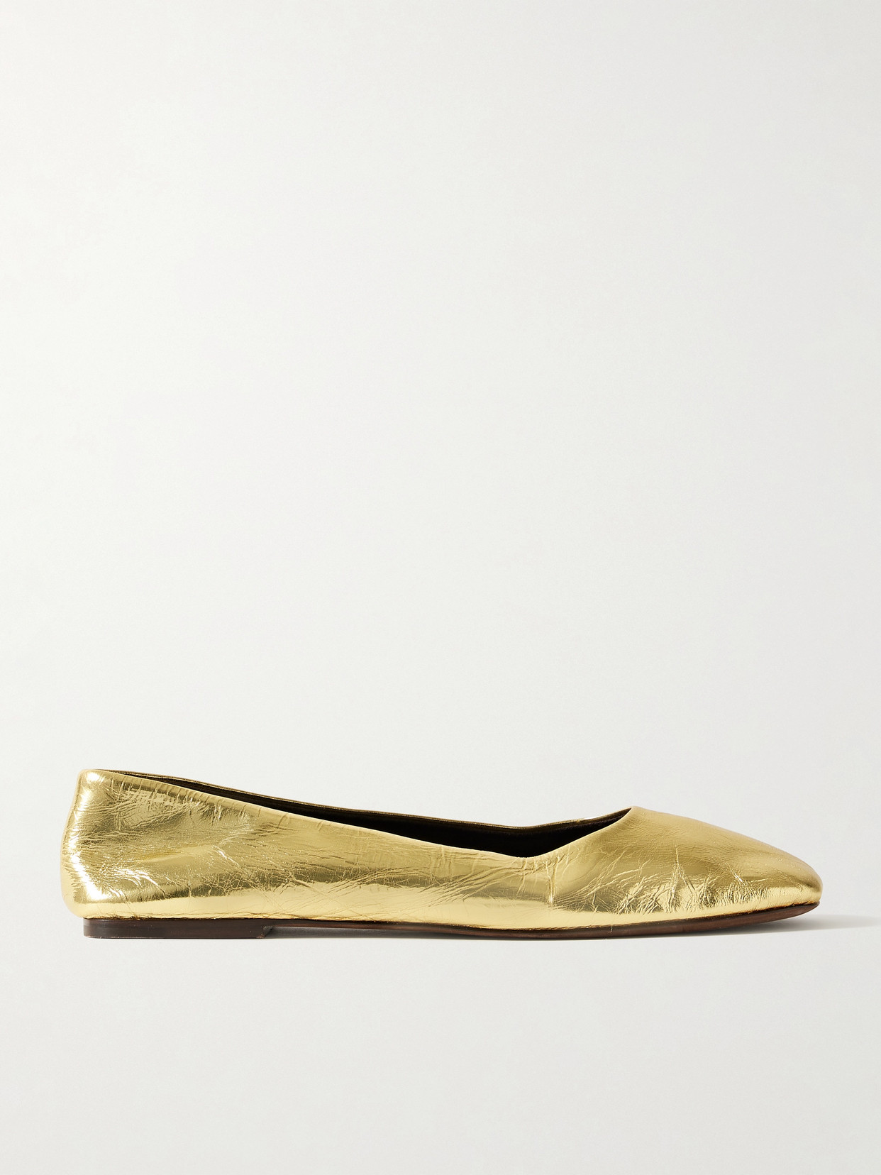 THE ROW METALLIC LEATHER BALLET FLATS