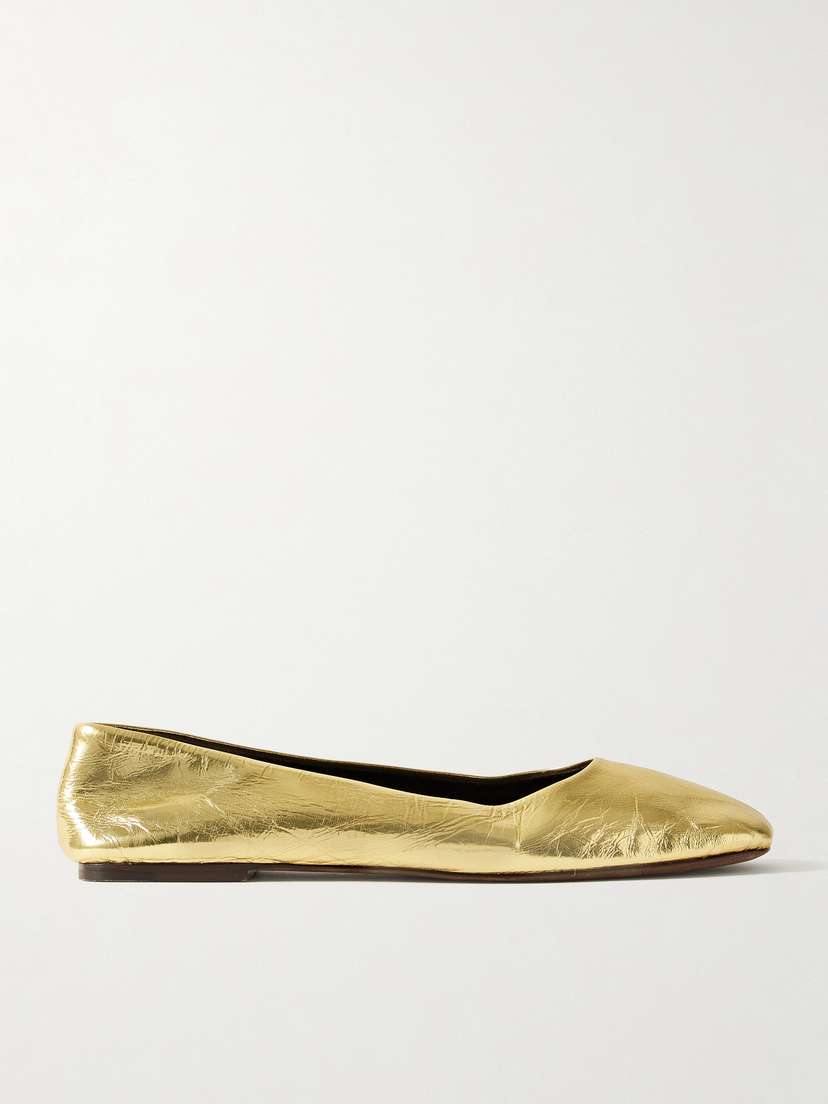 The Row Metallic Leather Ballet Flats