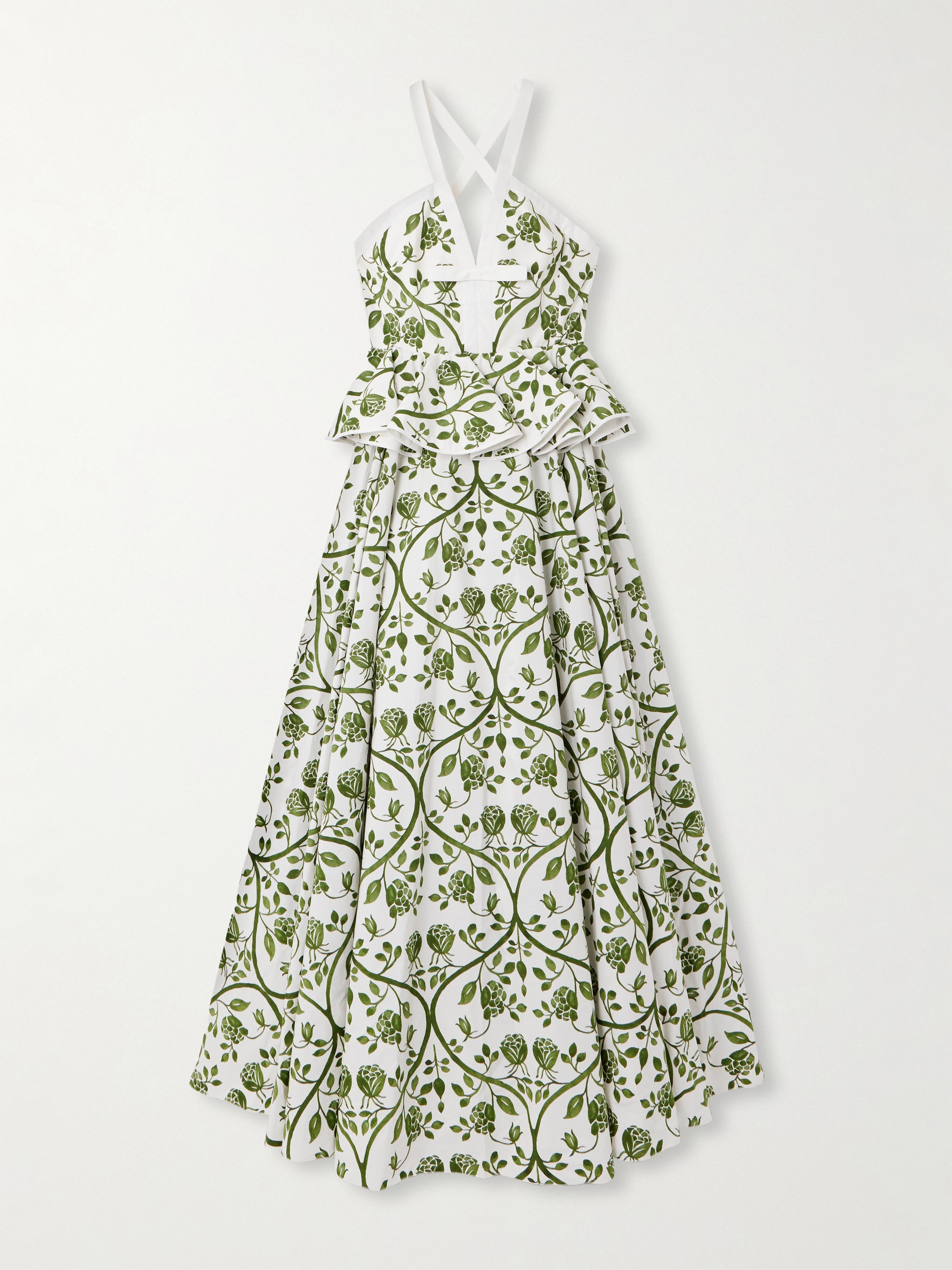 Giambattista Valli Floral-print cotton-poplin peplum maxi dress