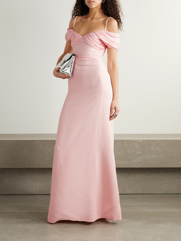 Giambattista Valli Cold-shoulder gathered crepe gown