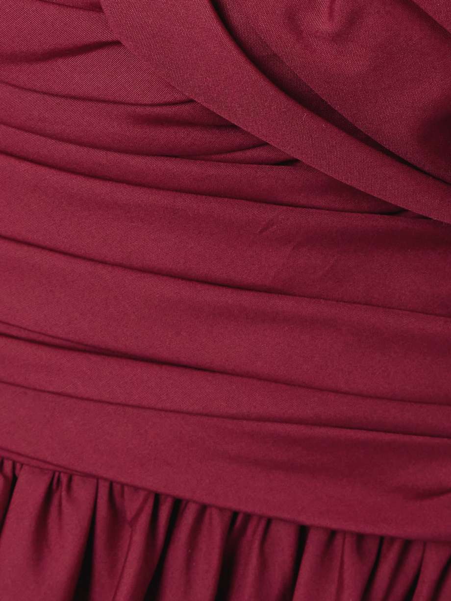 off-the-shoulder gathered cotton-poplin midi dress