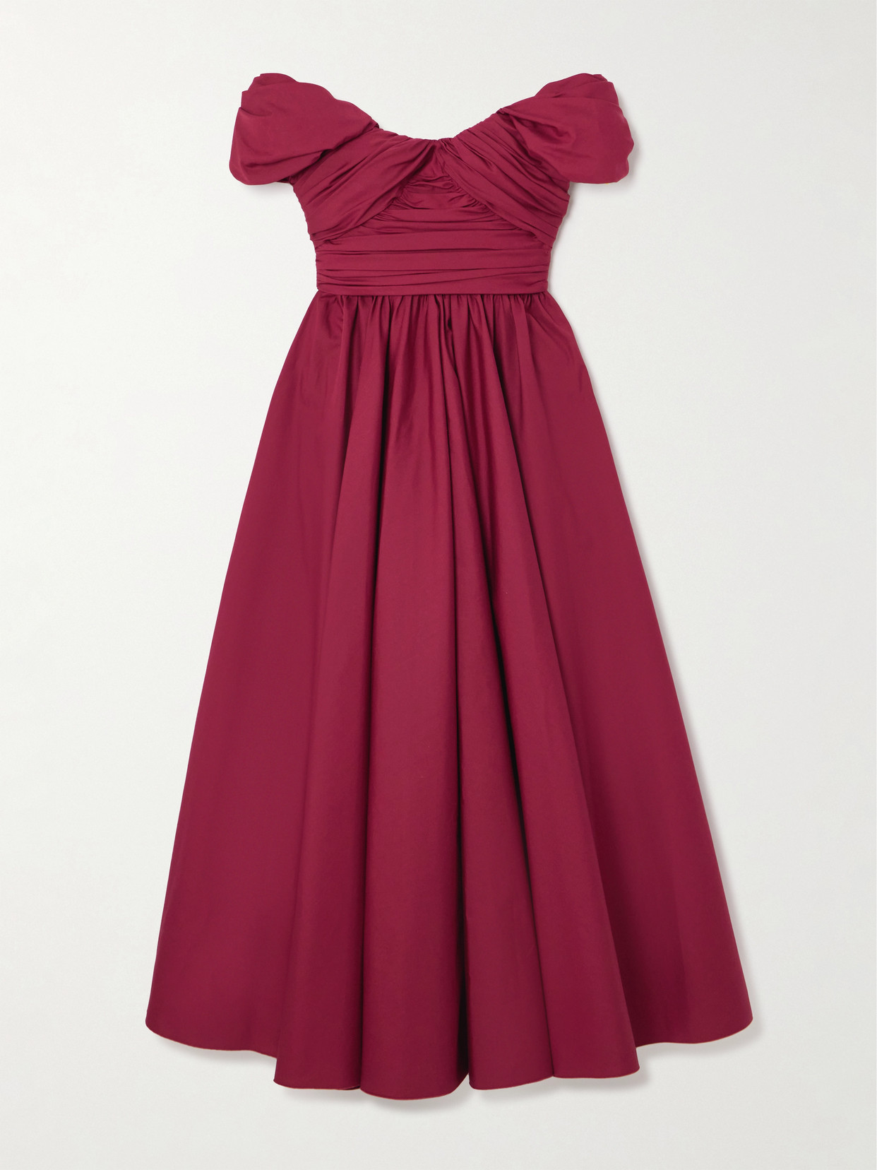 Giambattista Valli Off-the-shoulder Gathered Cotton-poplin Midi Dress In Red