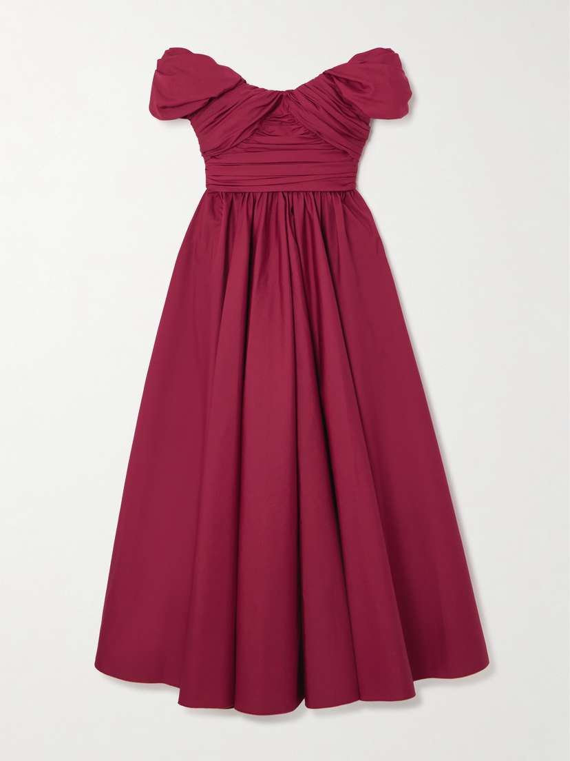 Giambattista Valli Off-the-shoulder Gathered Cotton-poplin Midi Dress