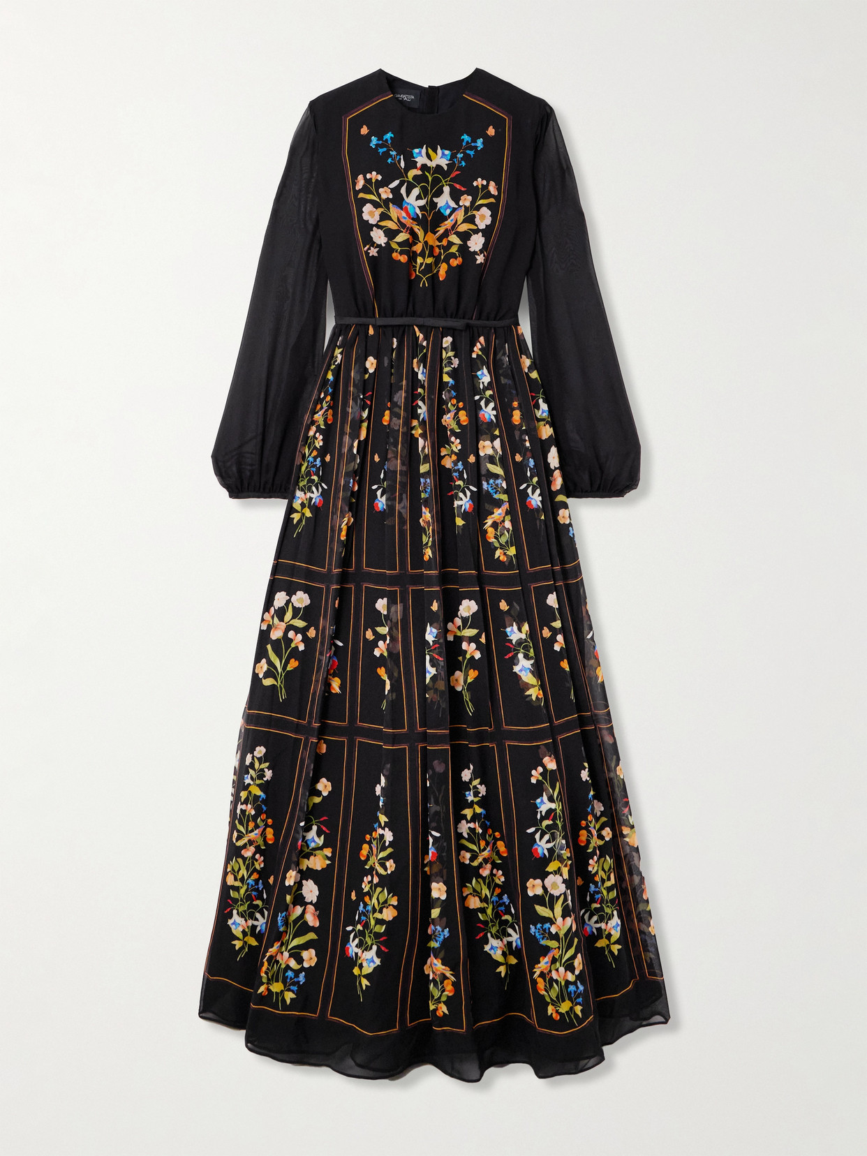 Giambattista Valli - Belted Printed Silk-georgette Maxi Dress - Black