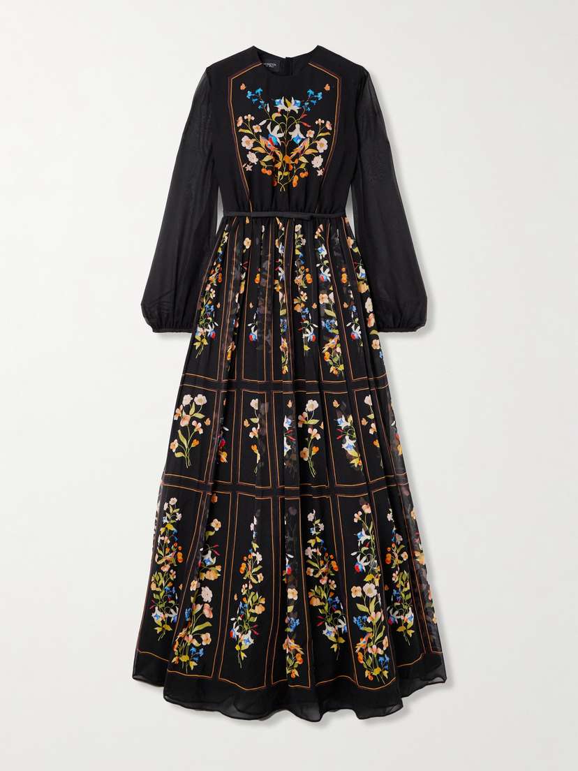 Giambattista Valli Belted Printed Silk-georgette Maxi Dress