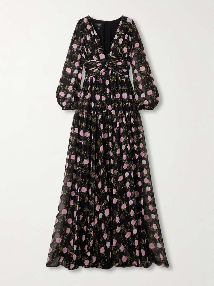 Giambattista Valli Gathered Floral-print Silk-chiffon Gown