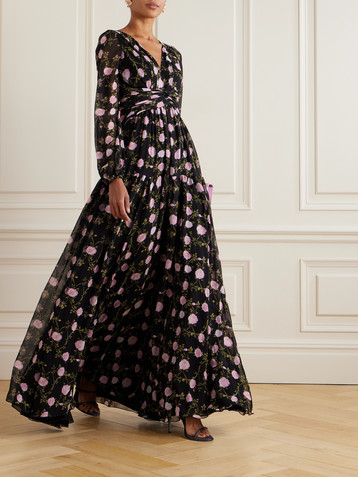 Giambattista Valli Gathered floral-print silk-chiffon gown