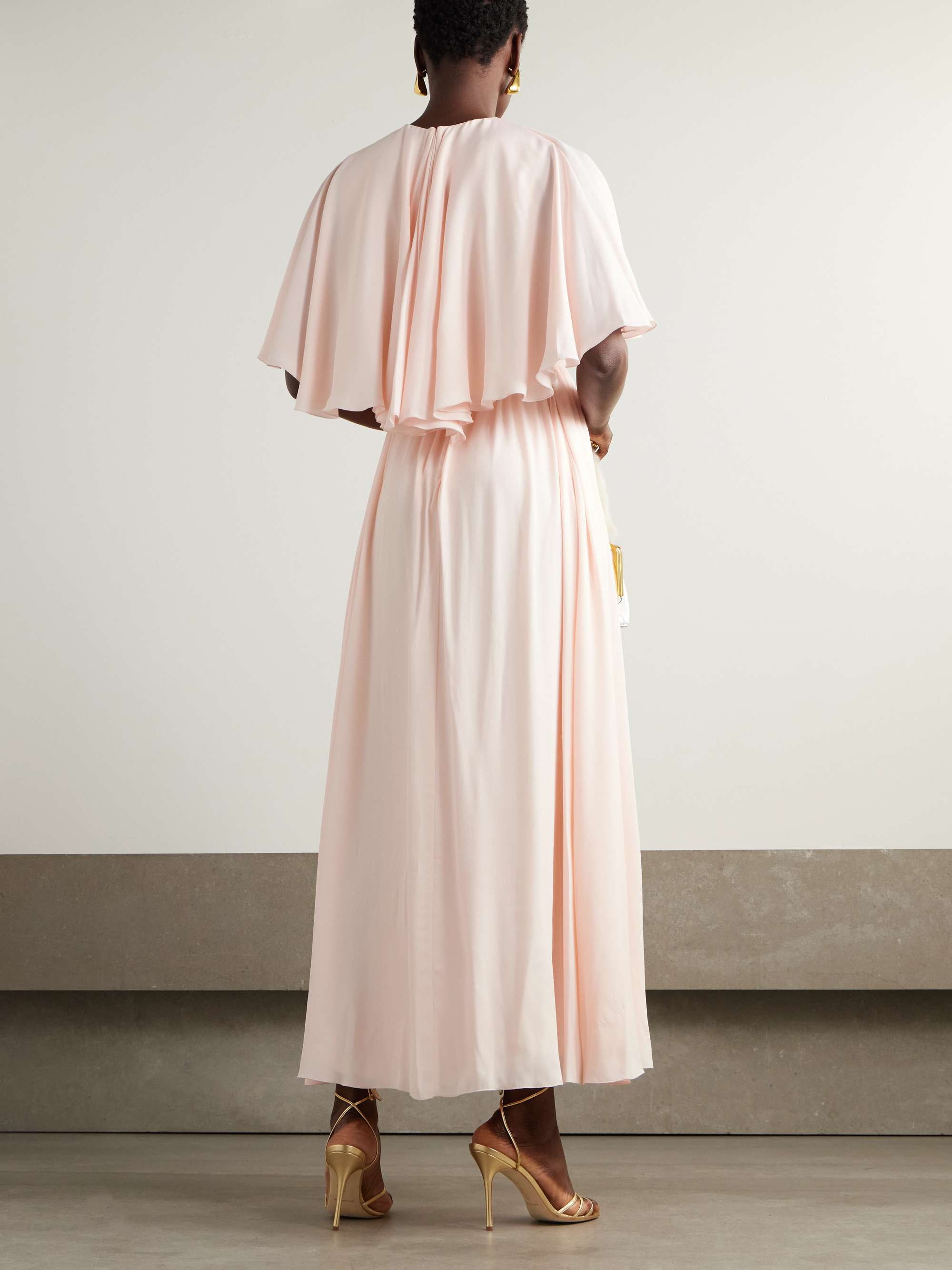 GIAMBATTISTA VALLI Cape-effect pleated crepe midi dress GIAMBATTISTA VALLI Cape-effect pleated crepe midi dress