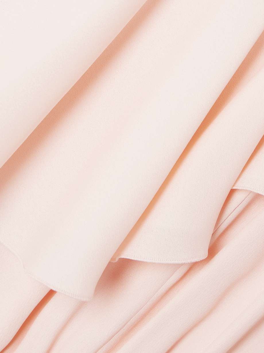 cape-effect pleated crepe midi dress