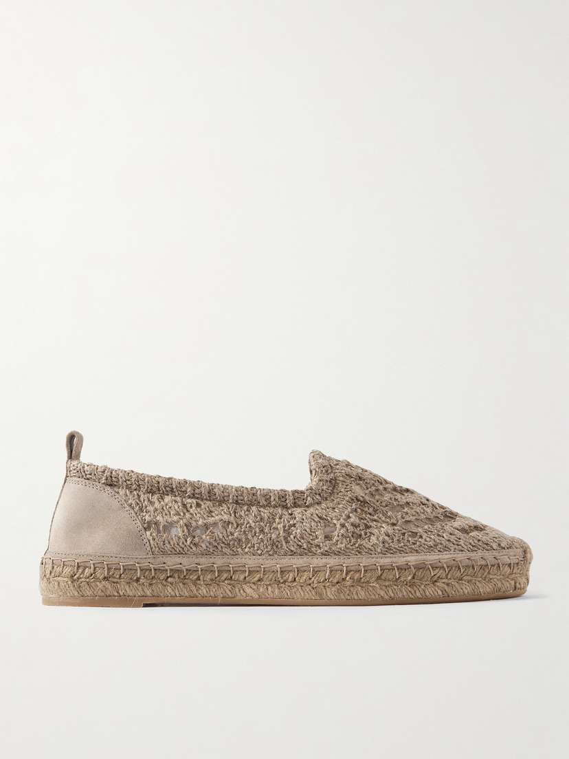 Brunello Cucinelli Suede-trimmed Sequin-embellished Linen-blend Espadrilles