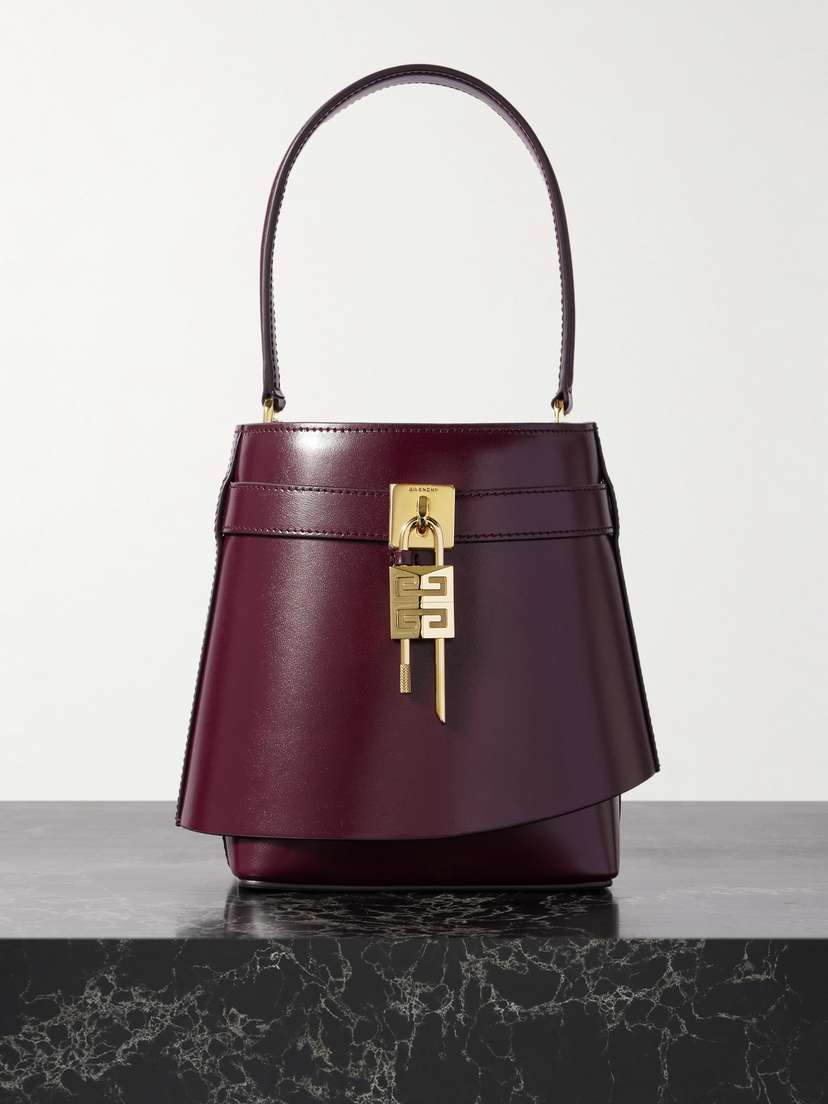 Givenchy Shark Lock Embellished Layered Leather Bucket Bag