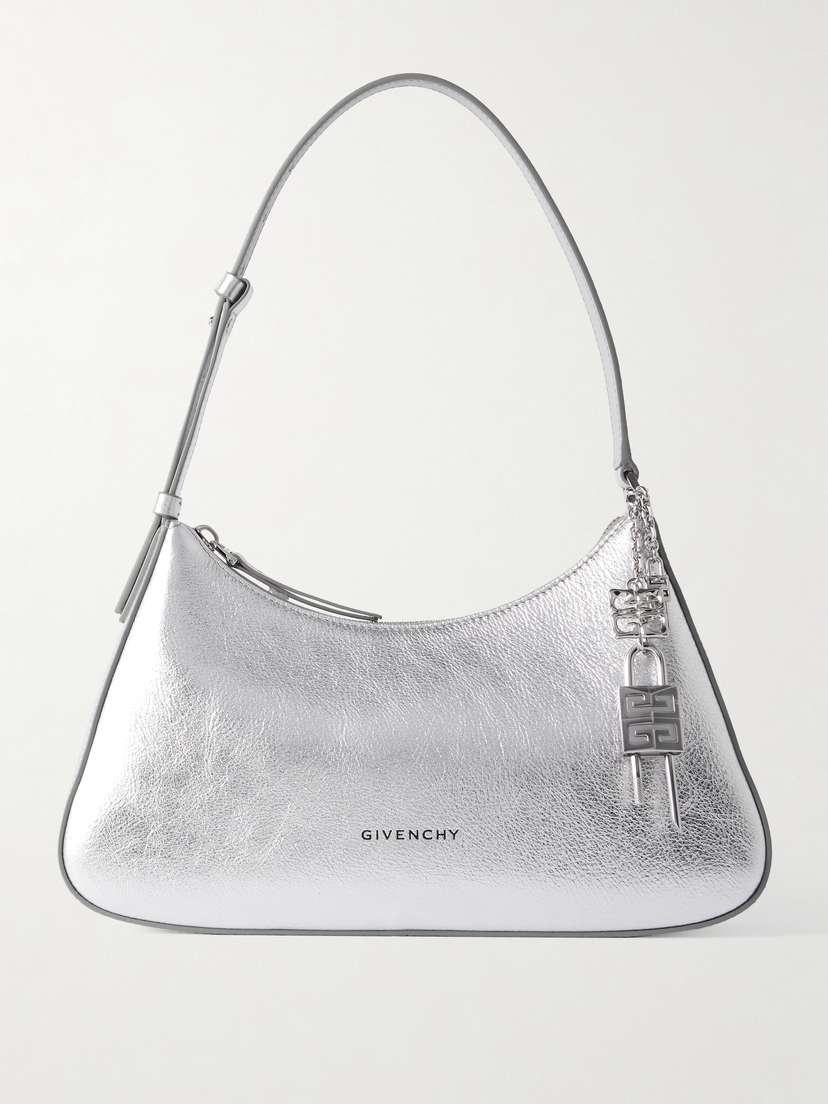 Givenchy Lucky Lock Small Embellished Metallic Textured-leather Shoulder Bag