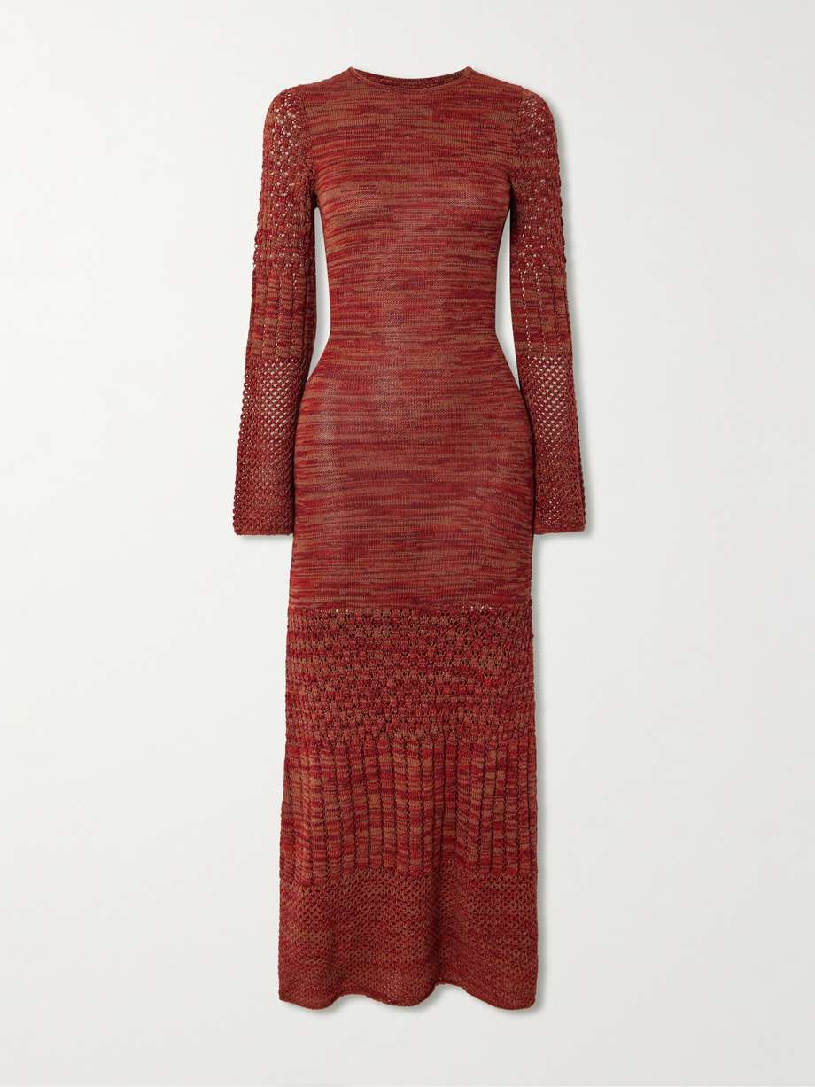 murga open-back pointelle and ribbed-knit alpaca maxi dress