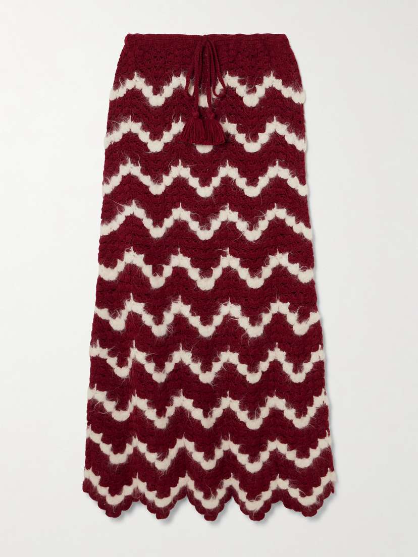 ESCVDO Safi Scalloped Crocheted Alpaca Midi Skirt
