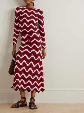 ESCVDO Safi scalloped crocheted alpaca midi skirt