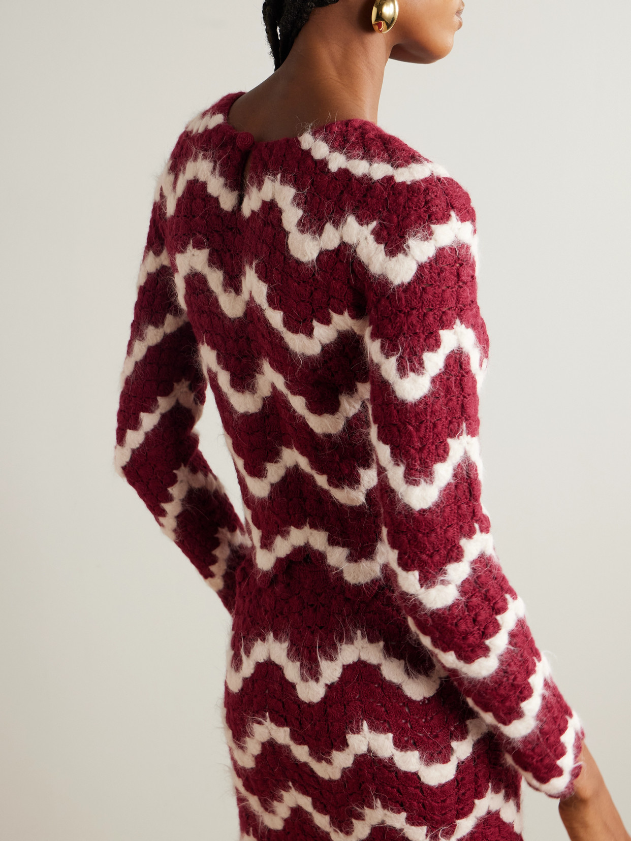 Safi Scalloped Cropped Crocheted Alpaca Top