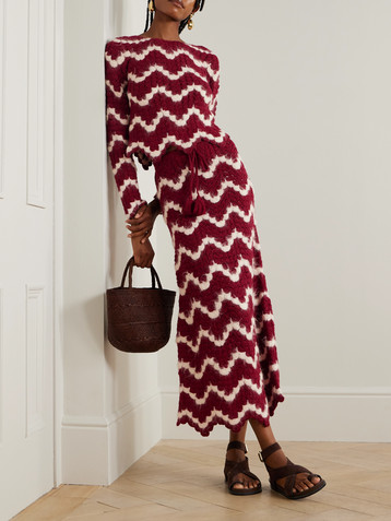 ESCVDO Safi scalloped cropped crocheted alpaca top