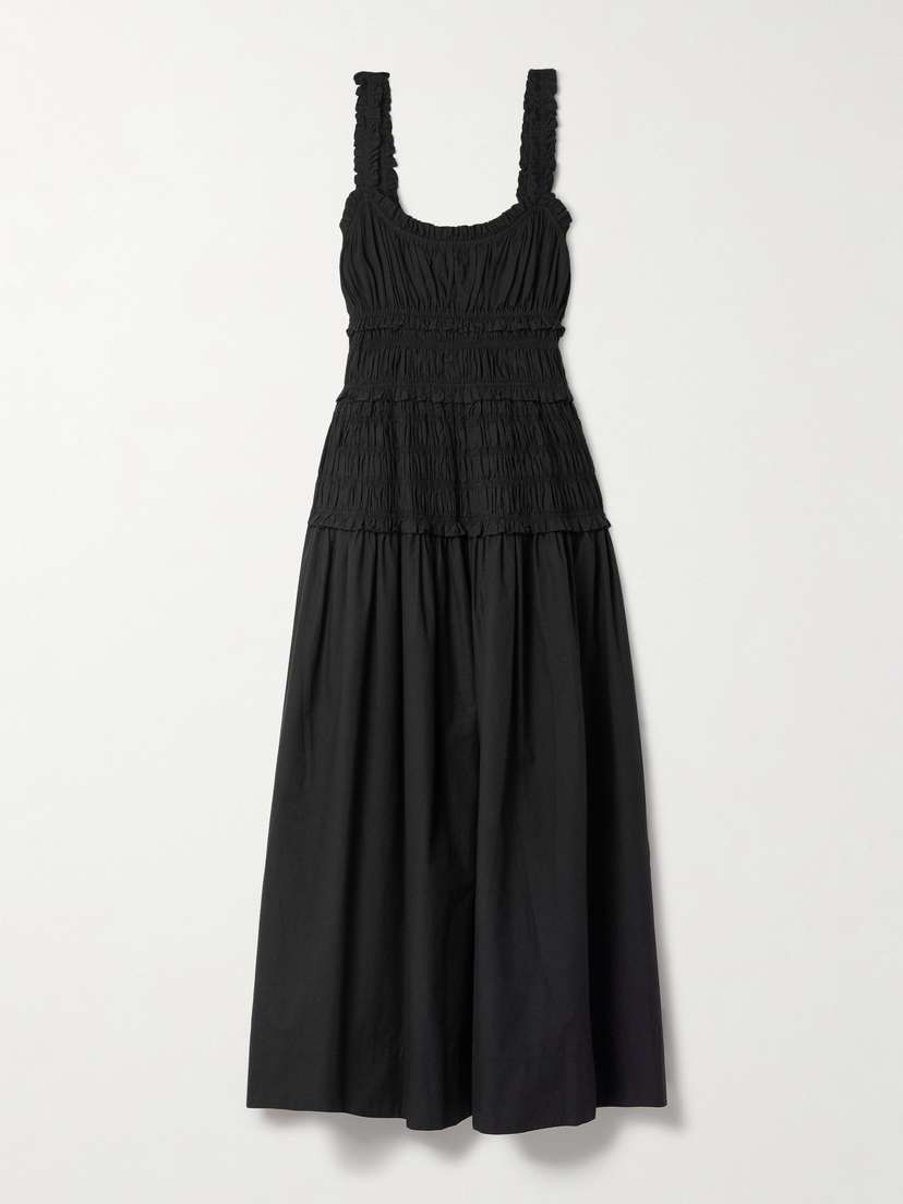 DÔEN Marianne Shirred Organic Cotton-poplin Midi Dress